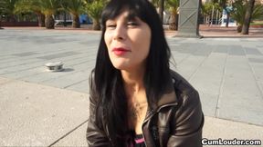 Horny Exhibitionist fucked after showing her ass in the street