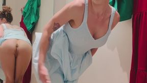 Public Masturbating and cumming in Clothing store dressing room