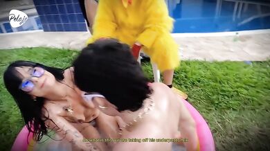 I'm upset with my stepbro, I challenge him to an oil fight match outside the house, if i win we fuck