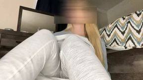 Horny Amatuer blonde pleasures herself on the floor in the bedroom!!