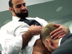 MENATPLAY Blond Hunk Matthew Anders Ass Fucks Bearded Waiter