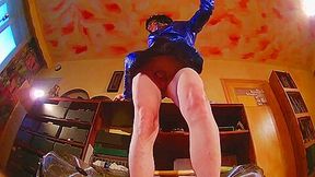 CD MarylA¨ne upskirts in blue metalli outfit POV