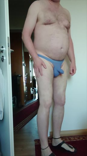 Horny and Thick in Blue Thong