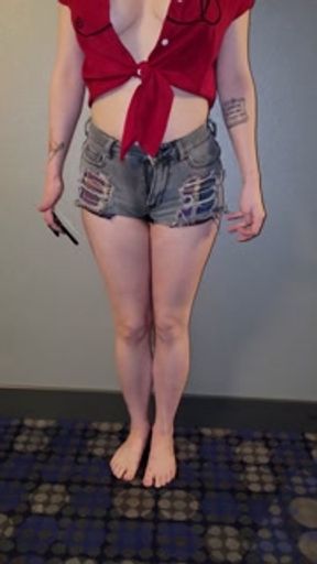 Peeing in the hotel hallway