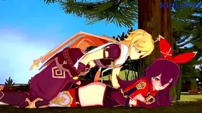 Intense 3D Hentai Sex With Amber, Amy, and Aether From Genshin Impact