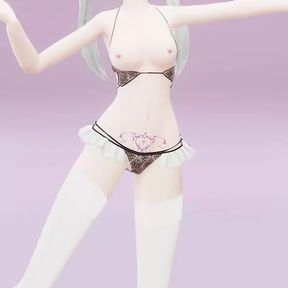 Hatsune Miku Dancing Renai Circulation MMD 3D - White Hair Color Edit Smixix