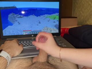 Playing Minecraft with Stepsister (Lengthy tugjob and post climax punishment)