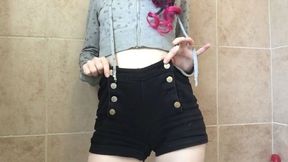 Pee Filling Black Jeans - Shorts Wetting