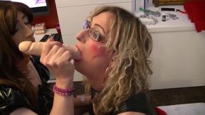 Essex Slut Gets Double Ended Dildo Training with British TGirl April
