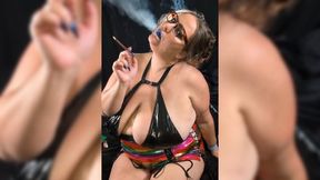 Smoking More 120 on rainbow PVC skirt