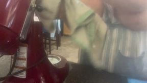 Big boob Bbw cooking in just an apron