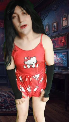 White Feminine Pretty Sissy in Sweet Shorts Booty Dance