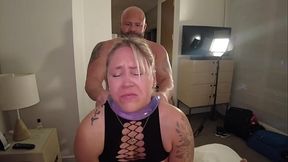 BIG TITS BLONDES W/DOUBLE ENEDED DILDO WHILE BEING FUCKED GROUP ORGY 5SOME FULL VID