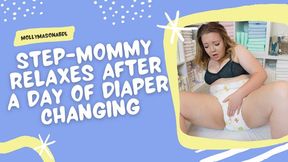 Step-Mommy Relaxes After A Long Day Of Diaper Changes