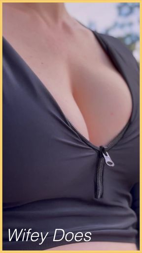 Wifey is braless in public