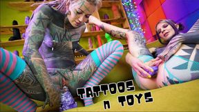 Alternative girls trying out crazy toys and playin with their assess