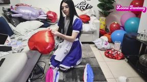 Owllete blows up and destroys beach balls and foil balloons