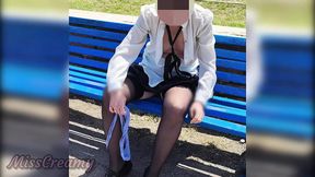 Pussy Flash - My Slutty Teacher Fingers Her Pussy in the Park with People Watching