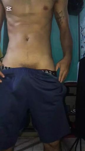 Latino stepson masturbates his cock and ass in daddy&#039;s room