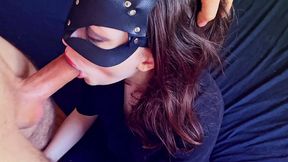 Stepbro's monster cock&#x1F346; ravages petite teen babe's eager mouth &mdash;  then drenches her face in sticky cum