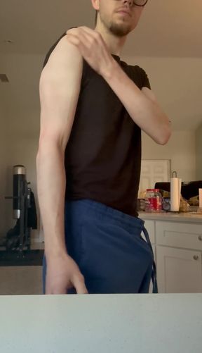 Twink jacks it to small dick, amateur ass jerk-off session