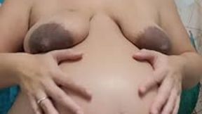 Making my MASSIVE pregnant belly bloated and BURPING