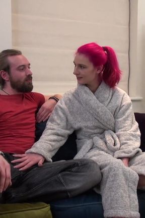 Colored hair Amber Deen screwed from behind by Jonny Cooer on the couch