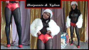 Shiny Nylon Santa - Hotpants Tease Part 2 - 4K