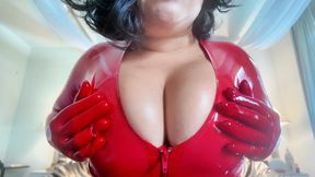Sexually enslaved, trained to Worship My Goddess shiny latex clad tits - POV JOI