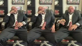 cigar smoking with a raging hard-on in a suit!