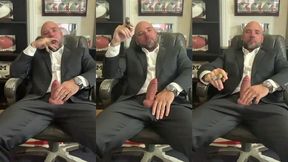 cigar smoking with a raging hard-on in a suit!