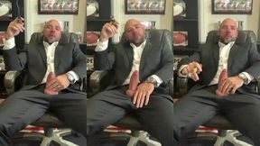 cigar smoking with a raging hard-on in a suit!