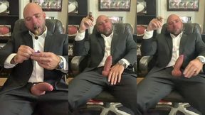 cigar smoking with a raging hard-on in a suit!