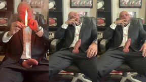 cigar smoking with a raging hard-on in a suit!