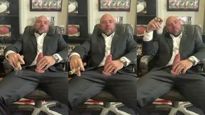 cigar smoking with a raging hard-on in a suit!