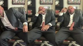 cigar smoking with a raging hard-on in a suit!