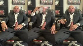 cigar smoking with a raging hard-on in a suit!