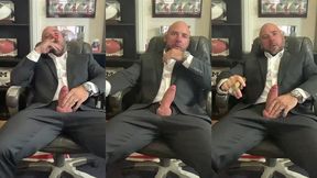 cigar smoking with a raging hard-on in a suit!