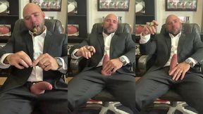 cigar smoking with a raging hard-on in a suit!