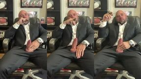 cigar smoking with a raging hard-on in a suit!