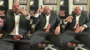 cigar smoking with a raging hard-on in a suit!