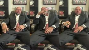 cigar smoking with a raging hard-on in a suit!