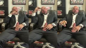 cigar smoking with a raging hard-on in a suit!