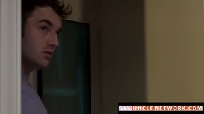 Horny jock's hardcore double penetration raw threeway with stepdad