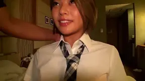Sun-Kissed Japanese Short Hair Girl Aces First Pov Experience; Shaved Pussy Gets Cum Inside