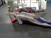 zentai croc humps his spiderman dummy