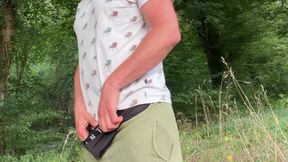 Bike Ride Piss Stop - Big Bulge &amp; Outdoor Pee in the Forest