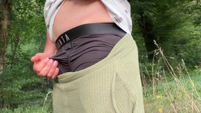Bike Ride Piss Stop - Big Bulge &amp; Outdoor Pee in the Forest