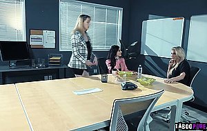 Teen secretarty gets swapped by her milf bosses after the bet