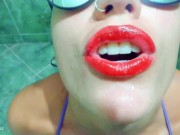 Drinking pee in public toilet, "real risk" my stepdaddy gives me all his pee -aprilbigass-